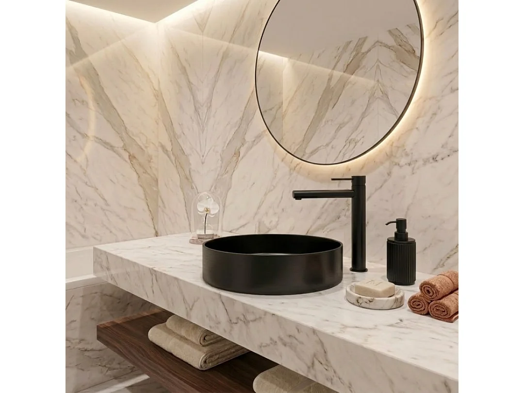 Essenox vasque à poser ronde 37.5cm en inox noir - Essebagno