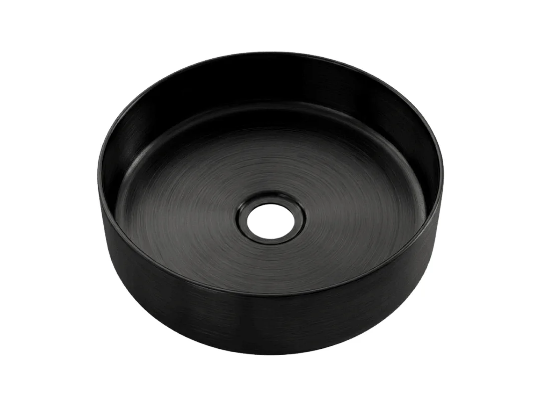 Essenox lavabo redondo para encimera 37.5 cm en acero inoxidable negro Essebagno