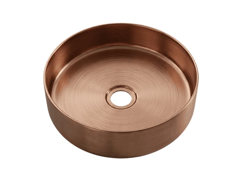 Essenox vasque à poser ronde 37.5cm en inox cuivre brossé - Essebagno