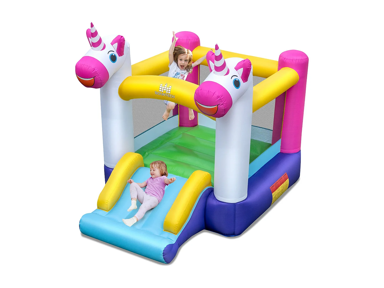 Hüpfburg mit Rutsche und Sprungbereich kleine Bouncy Castle für Kinder Innen- und Außenbereich Mehrfarbig