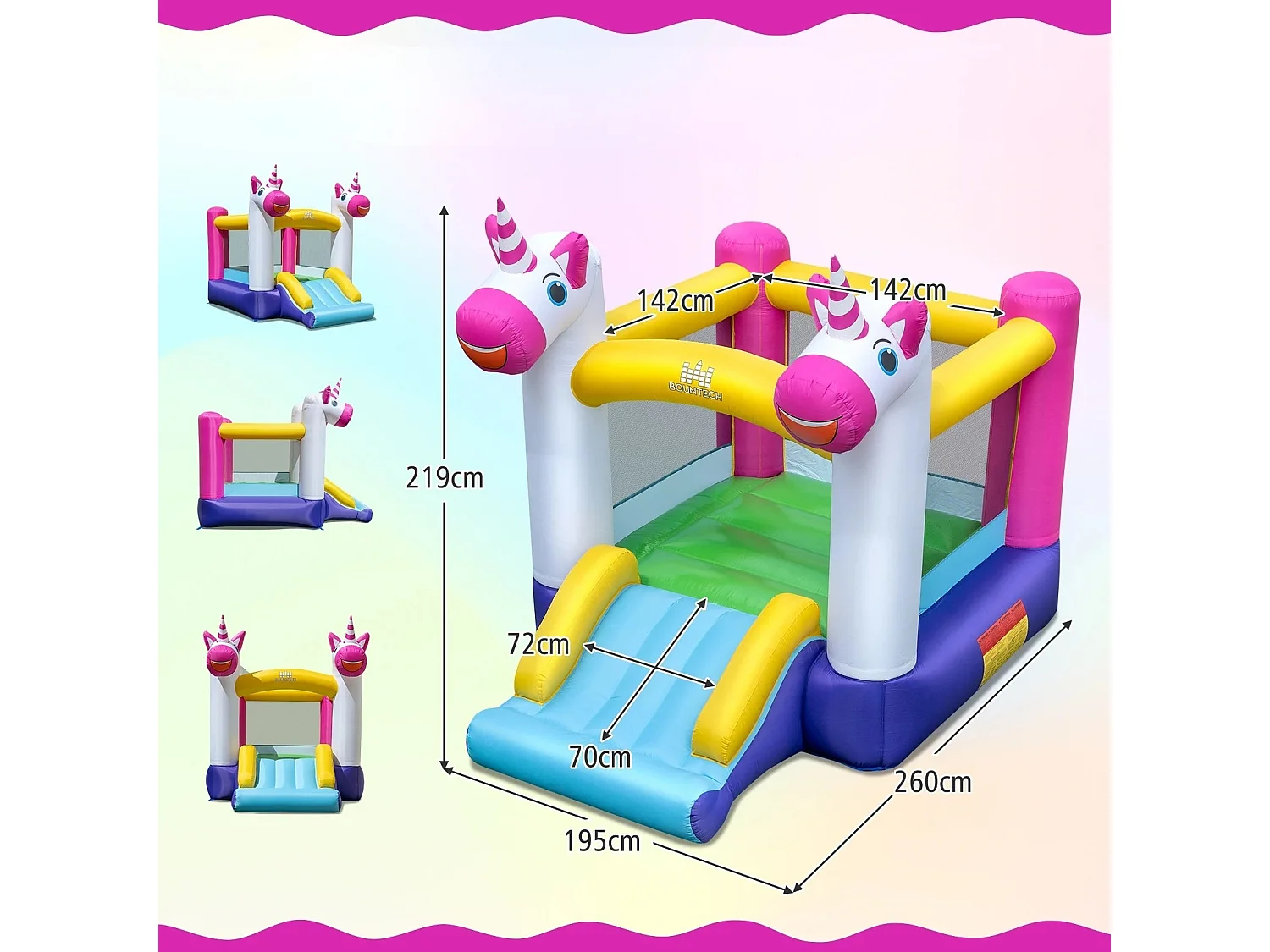 Hüpfburg mit Rutsche und Sprungbereich kleine Bouncy Castle für Kinder Innen- und Außenbereich Mehrfarbig