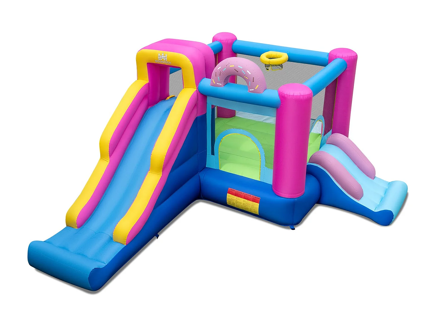 Aufblasbares Hüpfburg Donut-Thema Hüpfburg kinder mit langen Rutschen Mehrfarbig (ohne Gebläse)