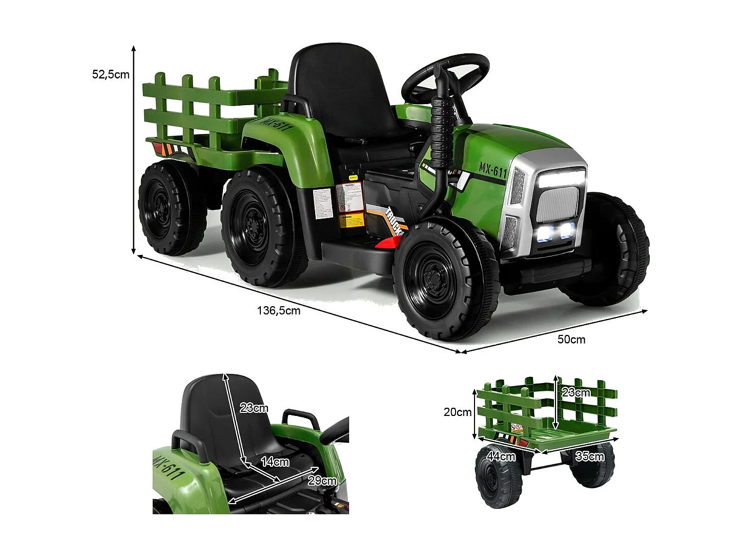 Traktor na akumulator z przyczepą Samochód na akumulator