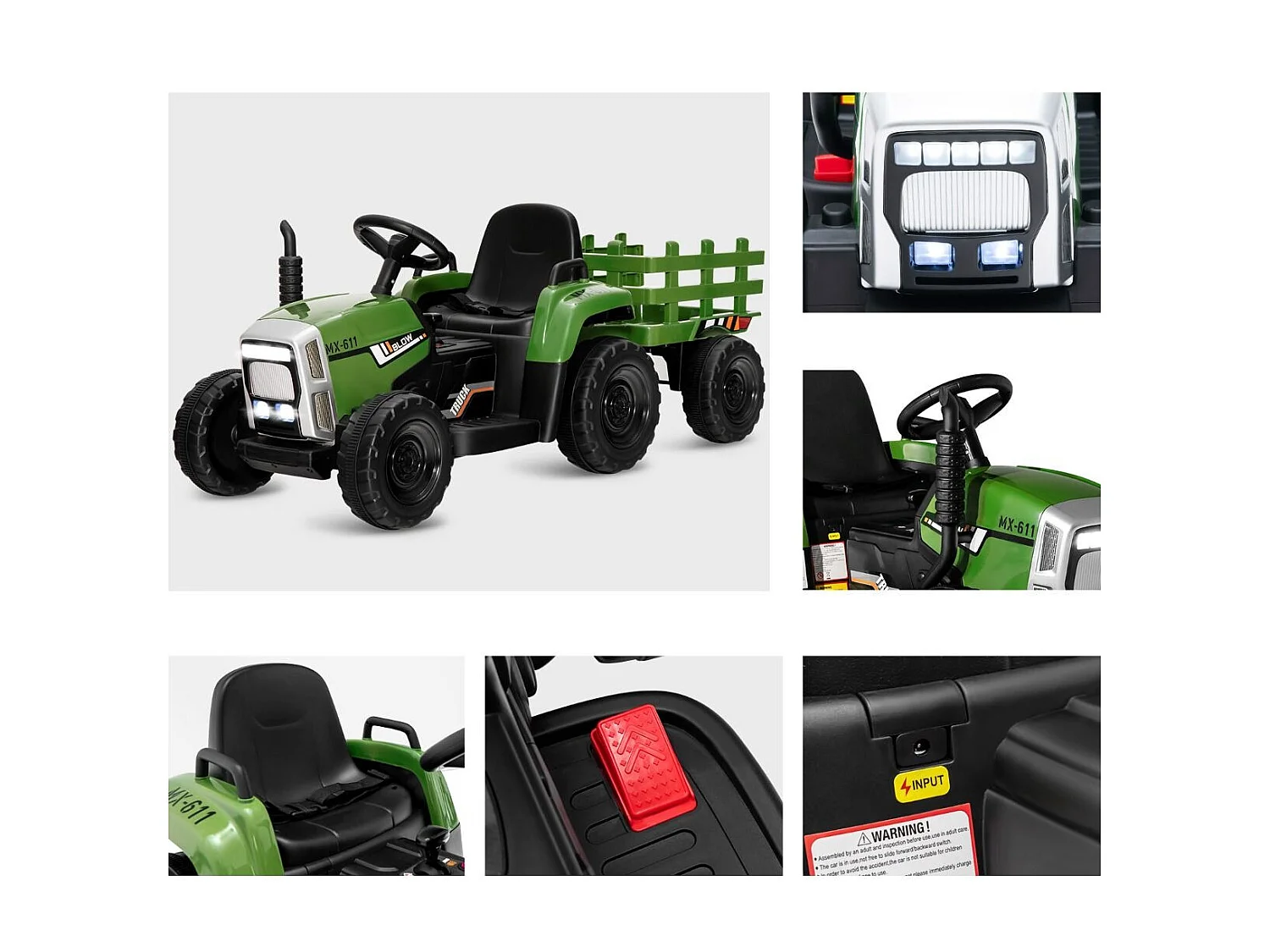 Traktor na akumulator z przyczepą Samochód na akumulator