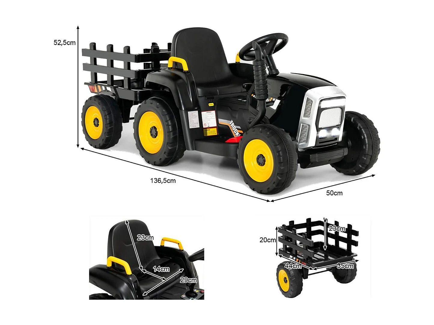 Traktor na akumulator z przyczepą Samochód na akumulator