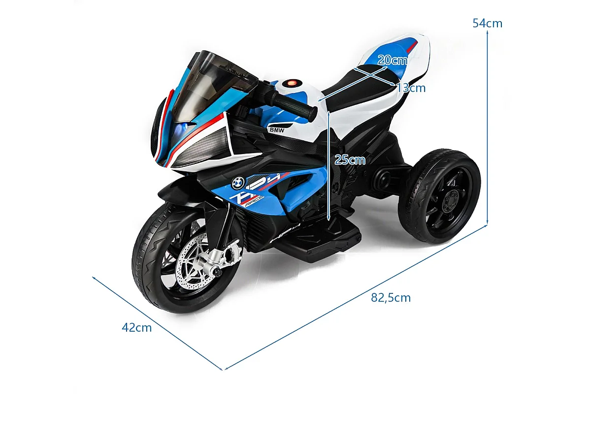 3-Rad-Motorrad Aufladbares Kinderfahrzeu Elektro Motorrad mit Musik 82,5 x 42 x 54 cm Blau