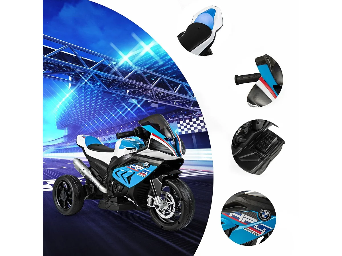 3-Rad-Motorrad Aufladbares Kinderfahrzeu Elektro Motorrad mit Musik 82,5 x 42 x 54 cm Blau