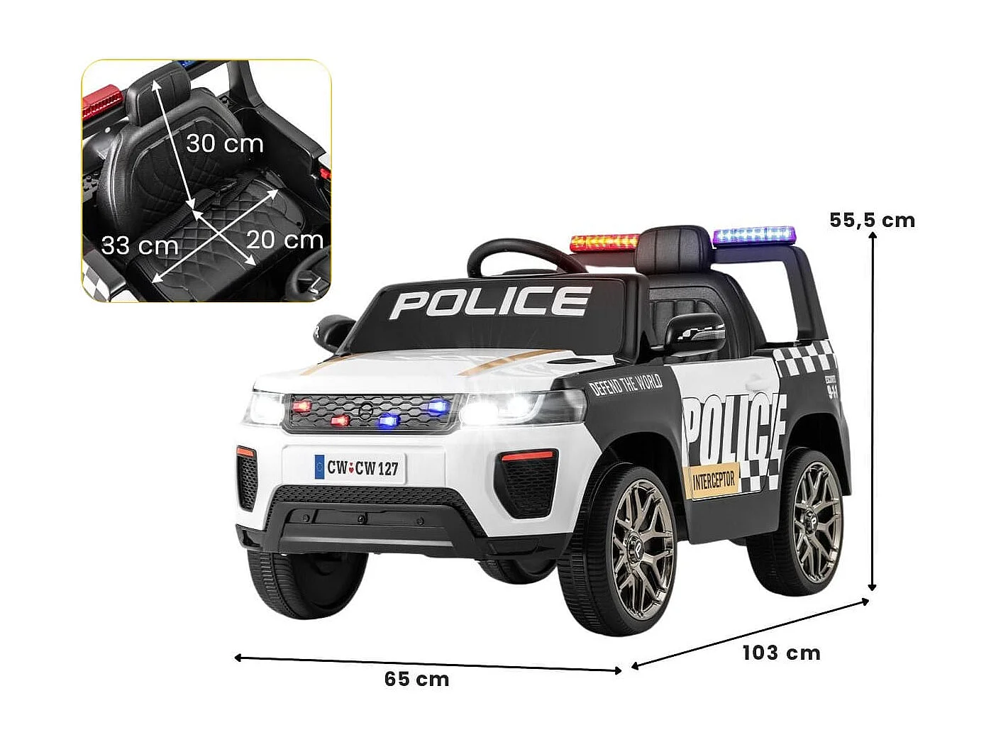 Policyjne auto na akumulator Elektryczny pojazd dla dzieci
