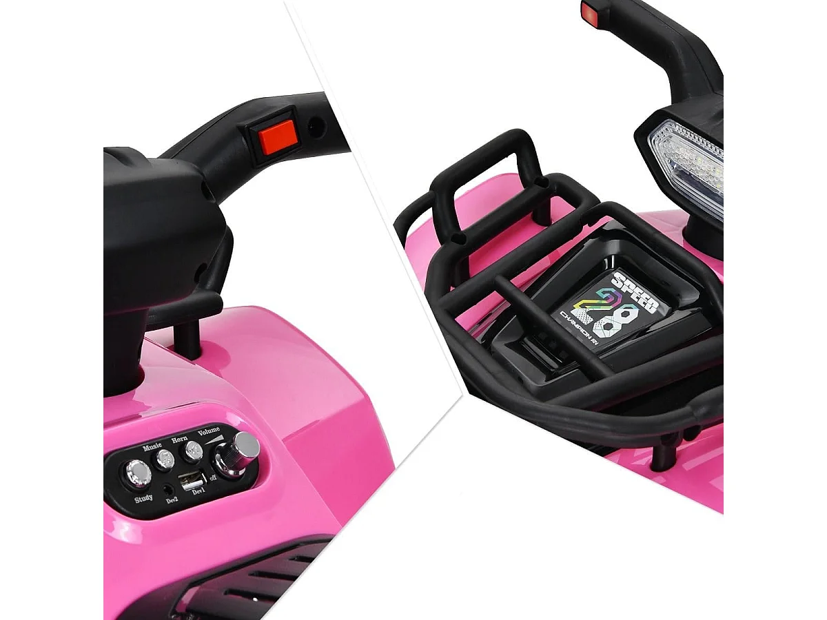 Elektro Kinderquad mit Stauraum Mini Elektroquad mit Musik für Kinder 44 x 66 x 42 cm Rosa + Schwarz