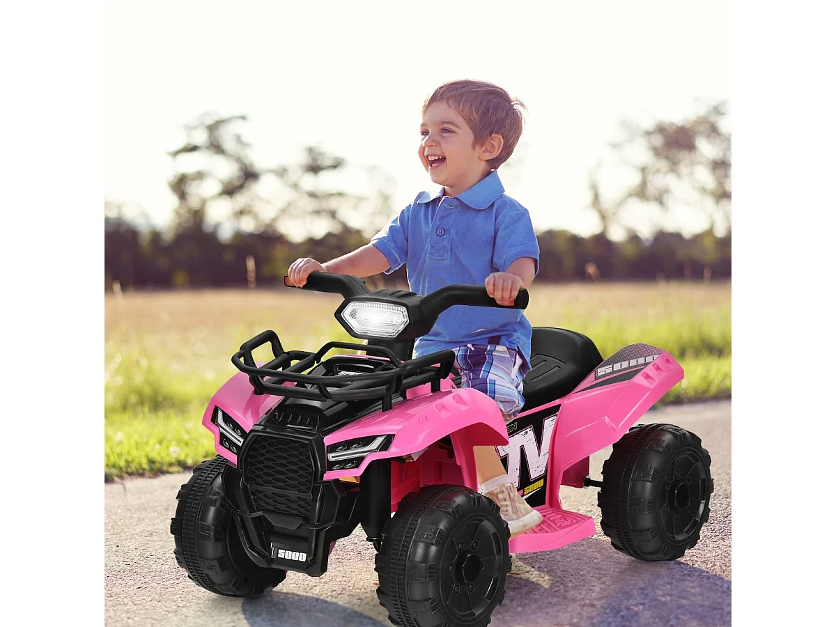 Elektro Kinderquad mit Stauraum Mini Elektroquad mit Musik für Kinder 44 x 66 x 42 cm Rosa + Schwarz