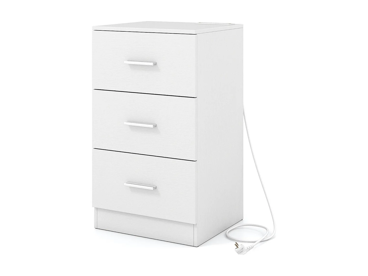 Nachttisch mit Ladestation moderner Nachtschrank mit 3 Aufbewahrungsschubladen 38 x 35 x 66 cm Weiß