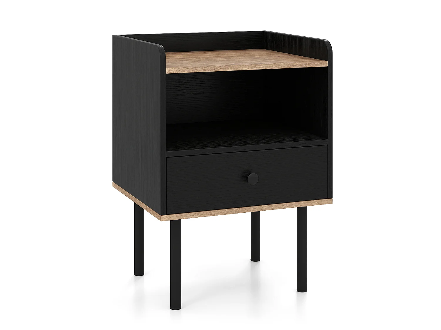 Natbord med åben opbevaringsplads Sidebord, sort