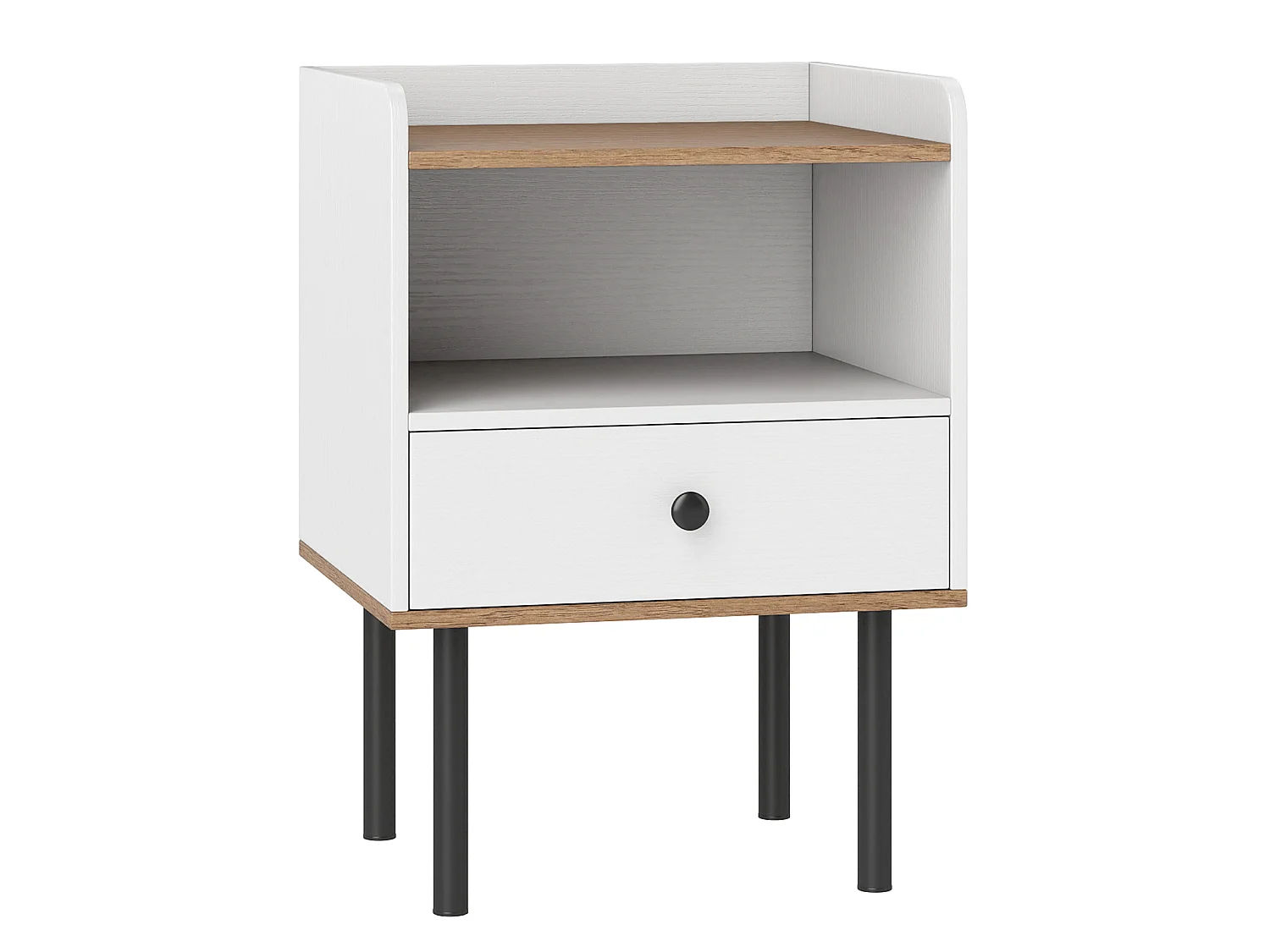 Natbord med åbent opbevaringsrum Hvidt sidebord