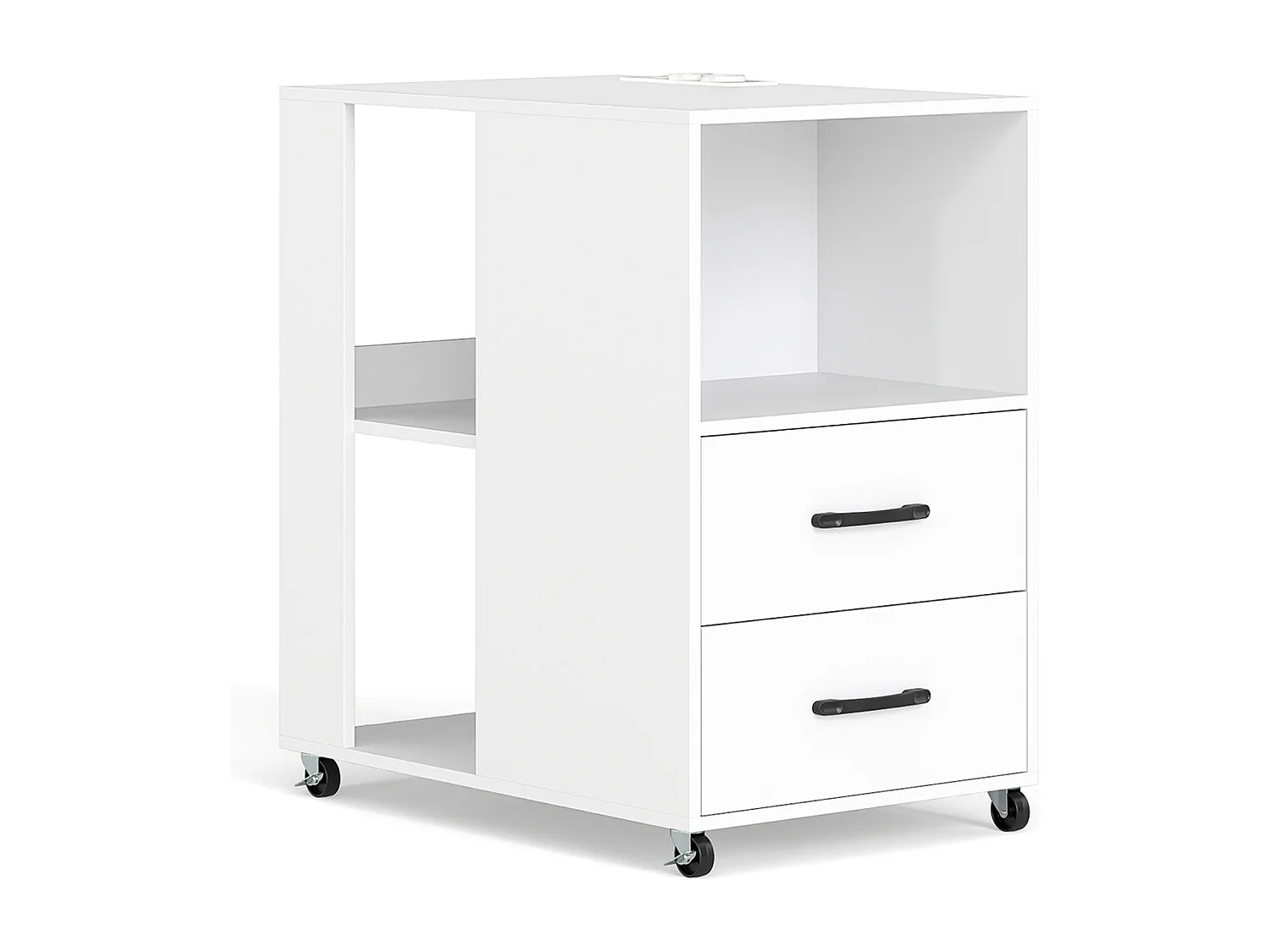 Beistelltisch mit Rollen rollbarer Nachttisch mit Schubladen & Regalen Nachttisch Weiß