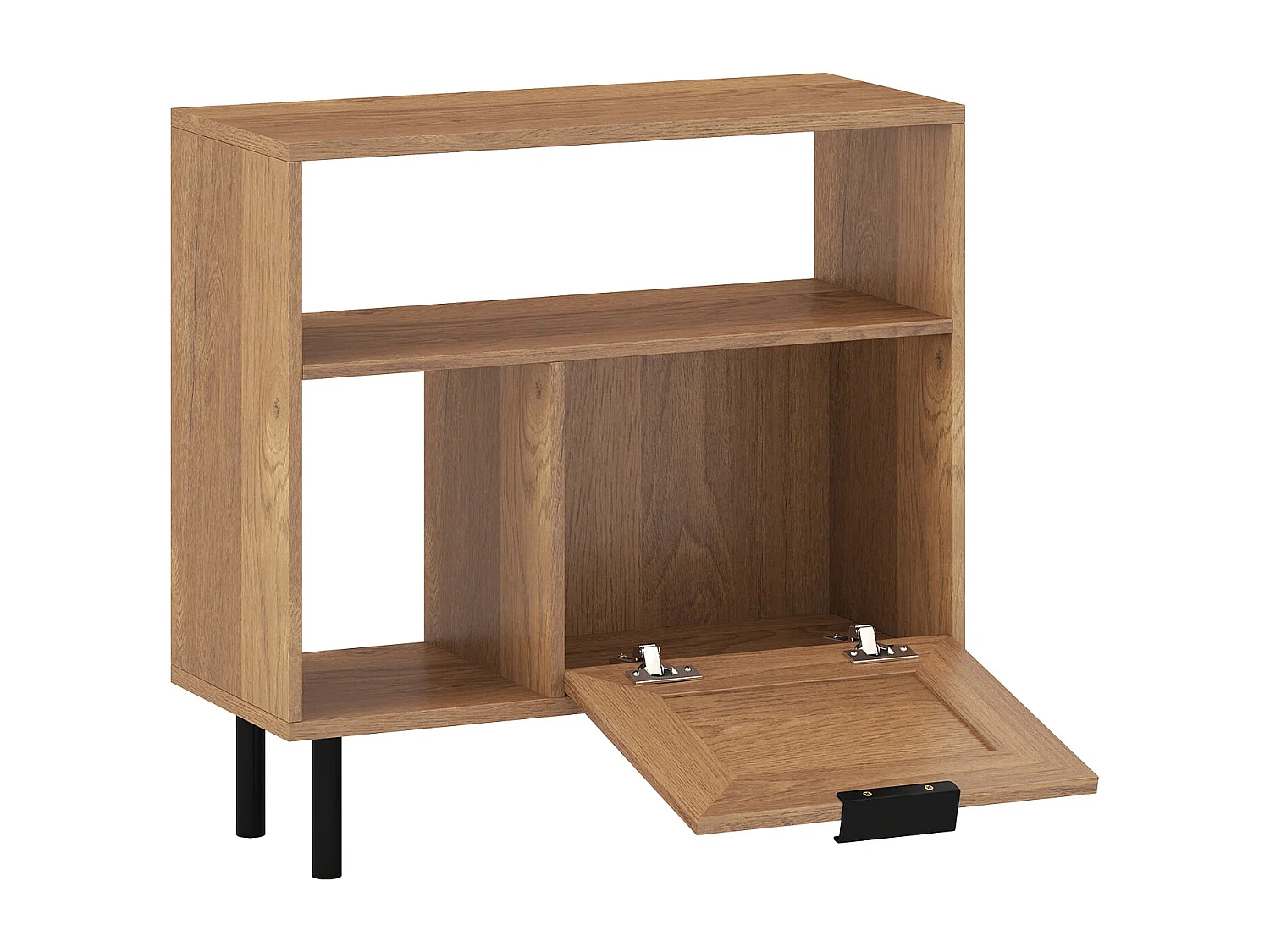 Boho Rattan Nachttisch Akzent-Beistelltisch mit Ablagefach Schrank & Metallbeinen Rustikaler Nachttisch Natur