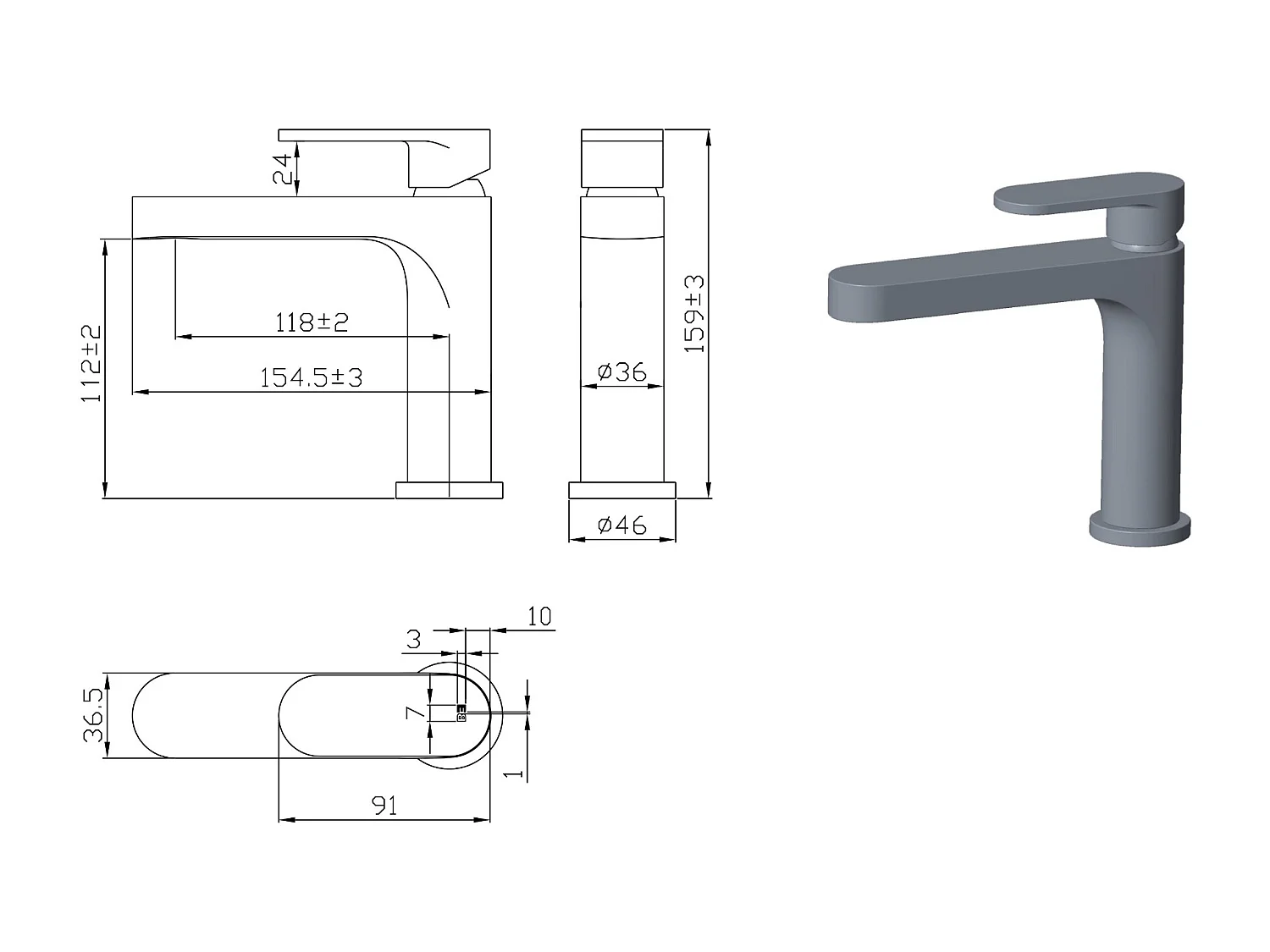 Cortes mitigeur lavabo bas chromé - Essebagno