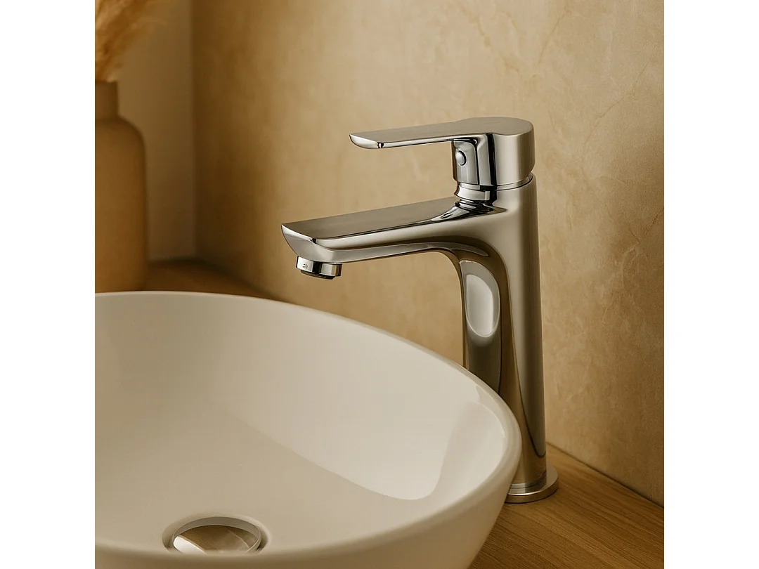 Incli mitigeur lavabo chromé économie d'énergie - Essebagno