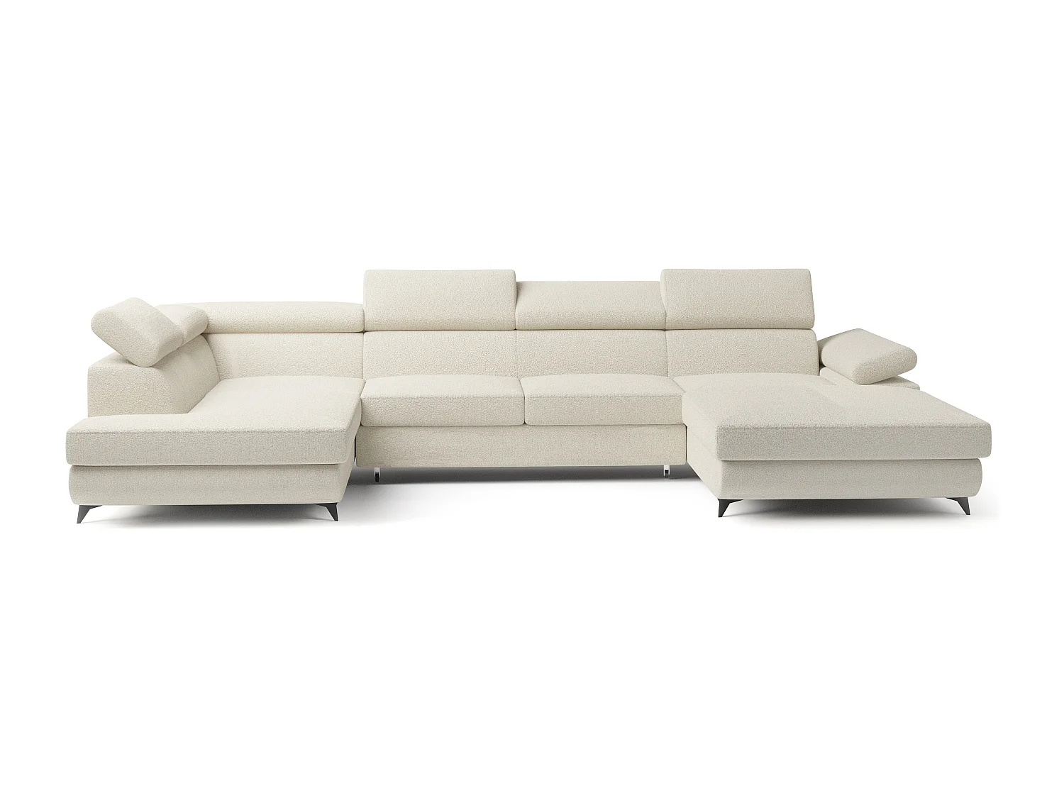 Hoekbank RUBANO van fluweel met slaapfunctie Creme