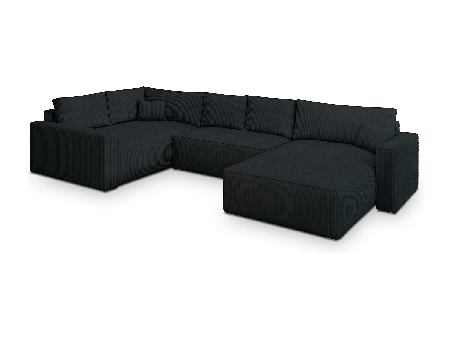 Hoekbank VELAMI van fluweel met slaapfunctie Schwarz