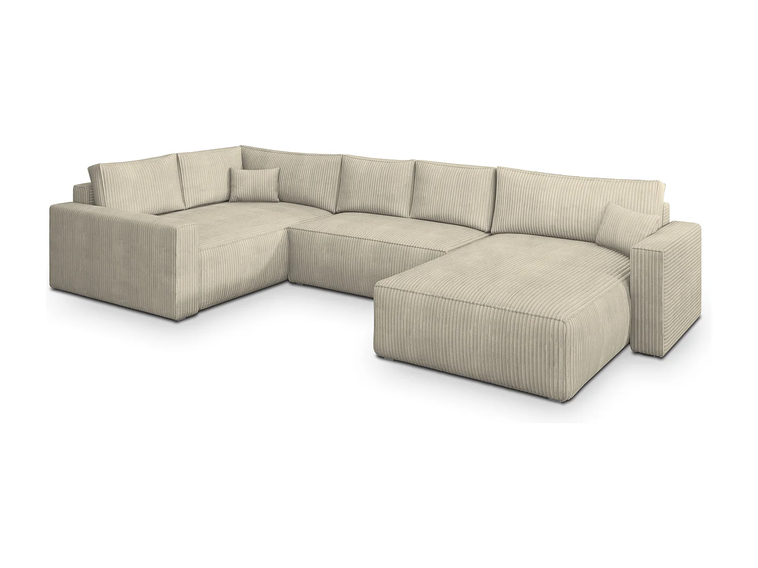 Hoekbank VELAMI van fluweel met slaapfunctie Creme