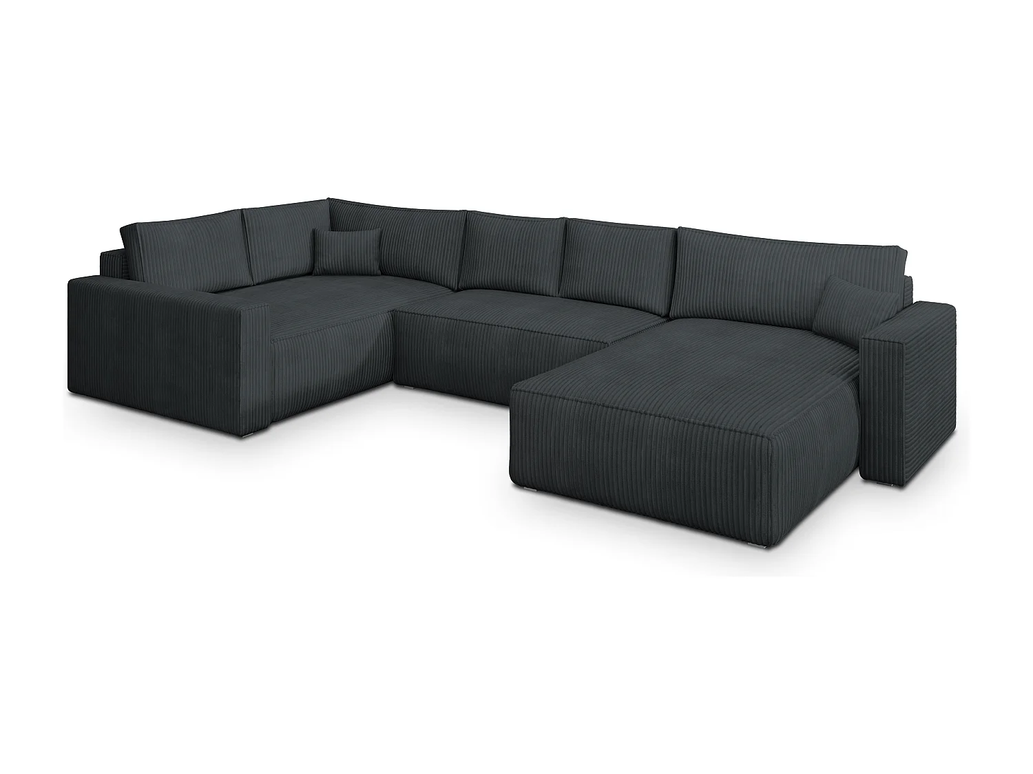 Hoekbank VELAMI van fluweel met slaapfunctie Grau