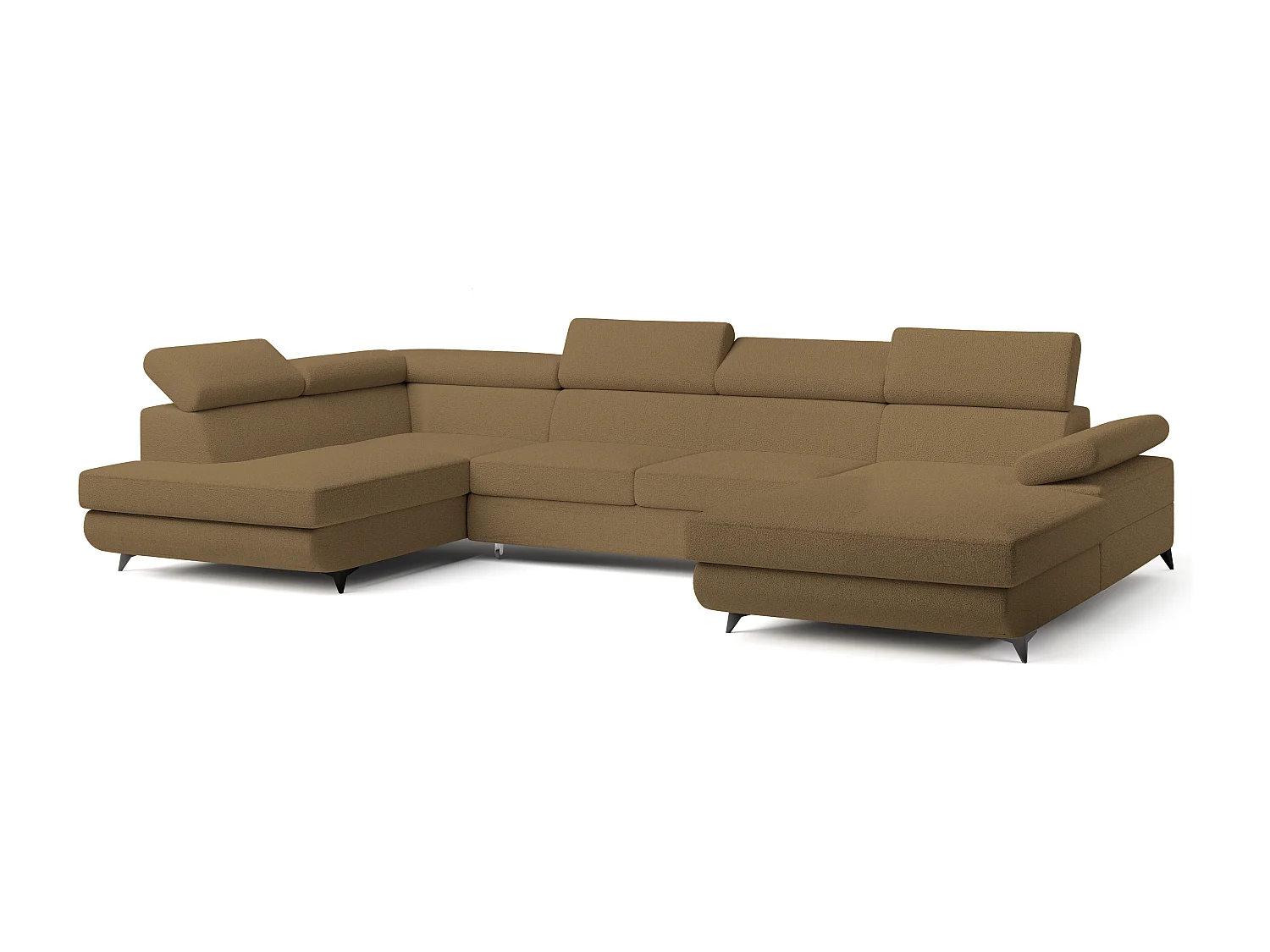 Hoekbank RUBANO van fluweel met slaapfunctie Orange