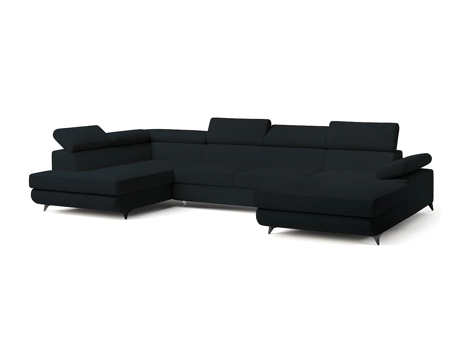 Hoekbank RUBANO van fluweel met slaapfunctie Schwarz