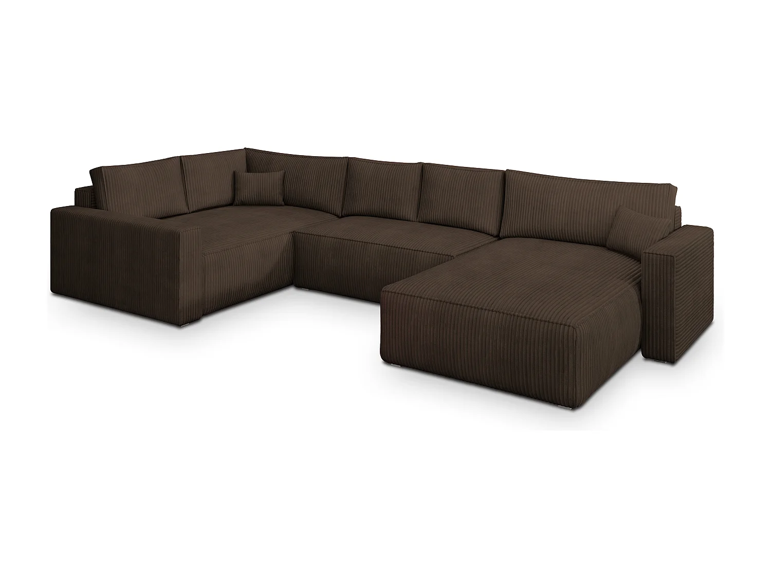Hoekbank VELAMI van fluweel met slaapfunctie Braun