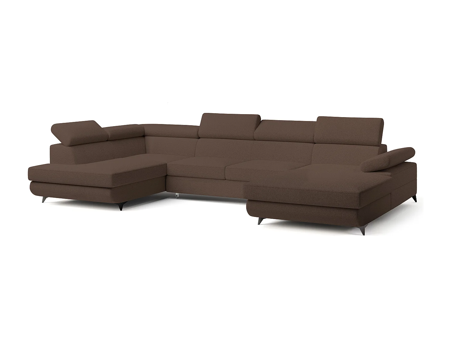 Hoekbank RUBANO van fluweel met slaapfunctie Braun