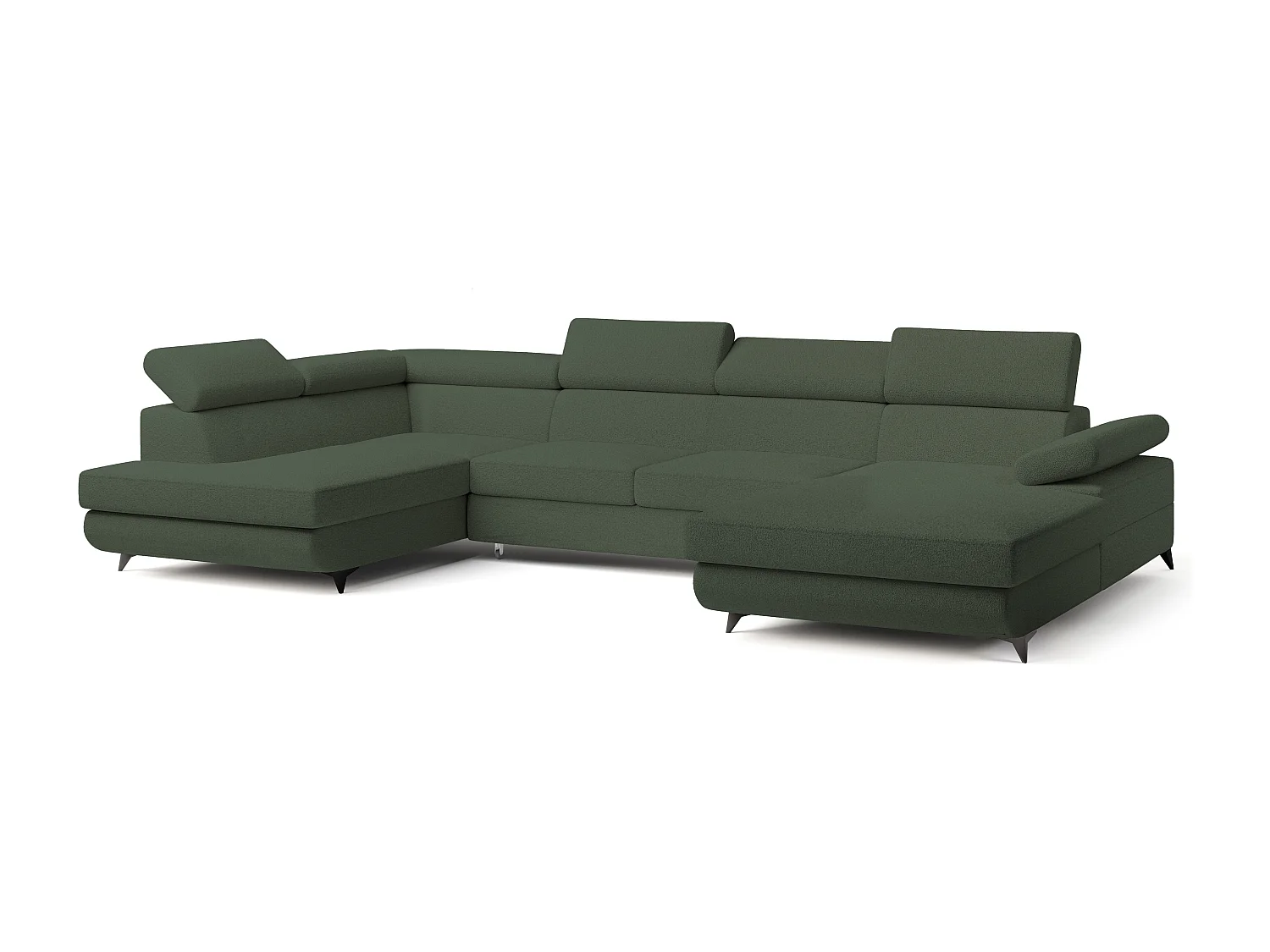 Hoekbank RUBANO van fluweel met slaapfunctie Grün