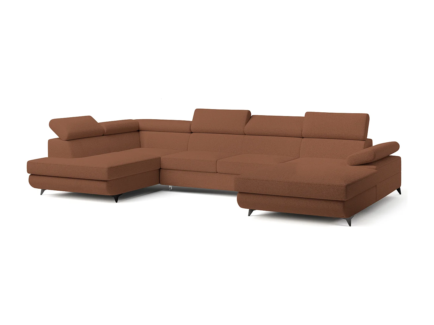 Hoekbank RUBANO van fluweel met slaapfunctie Orange