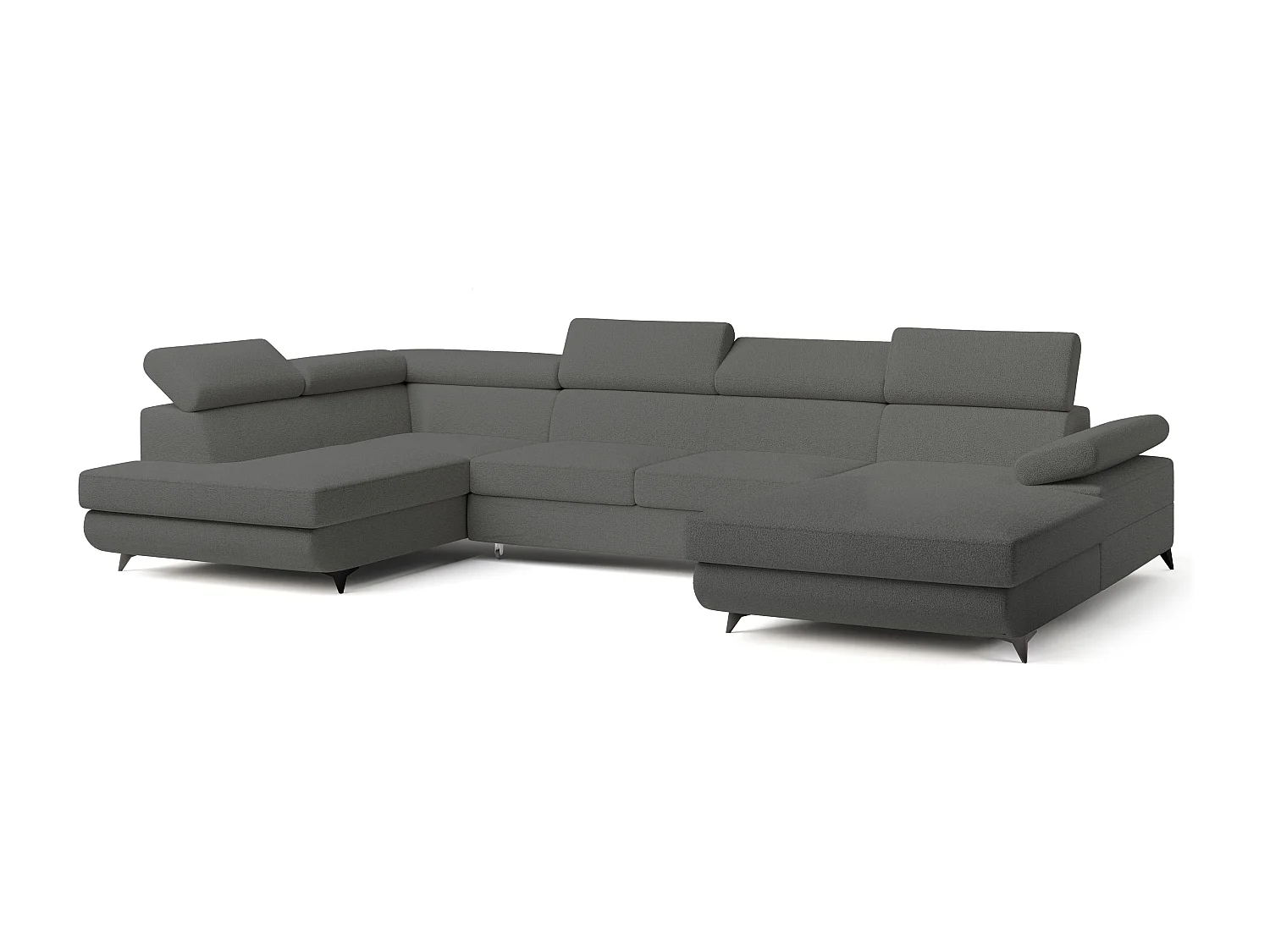 Hoekbank RUBANO van fluweel met slaapfunctie Grau
