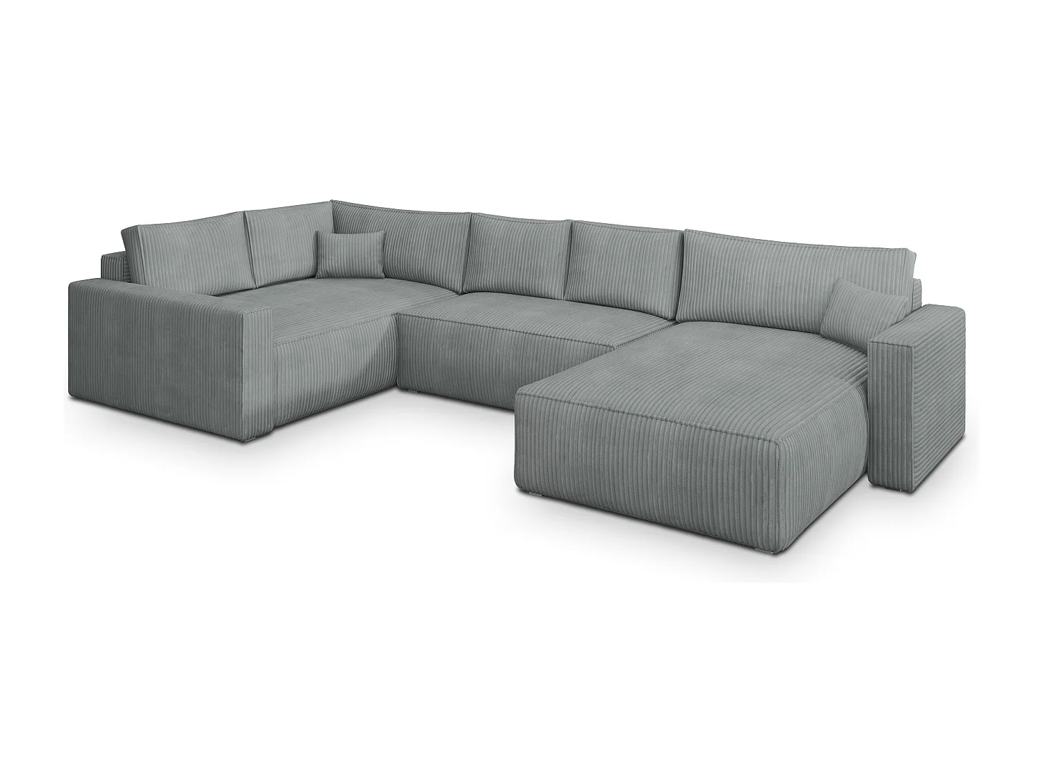 Hoekbank VELAMI van fluweel met slaapfunctie Hellgrau