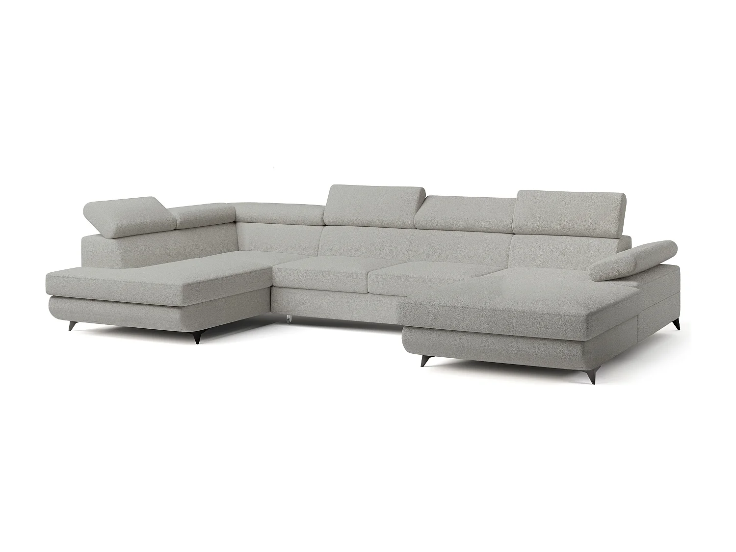 Hoekbank RUBANO van fluweel met slaapfunctie Hellgrau