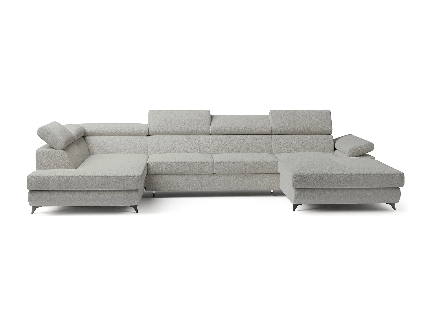 Hoekbank RUBANO van fluweel met slaapfunctie Hellgrau