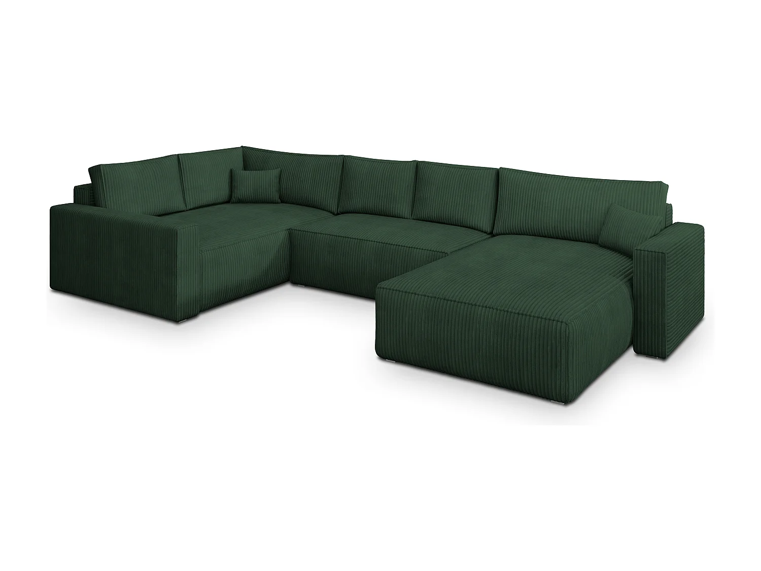 Hoekbank VELAMI van fluweel met slaapfunctie Grün
