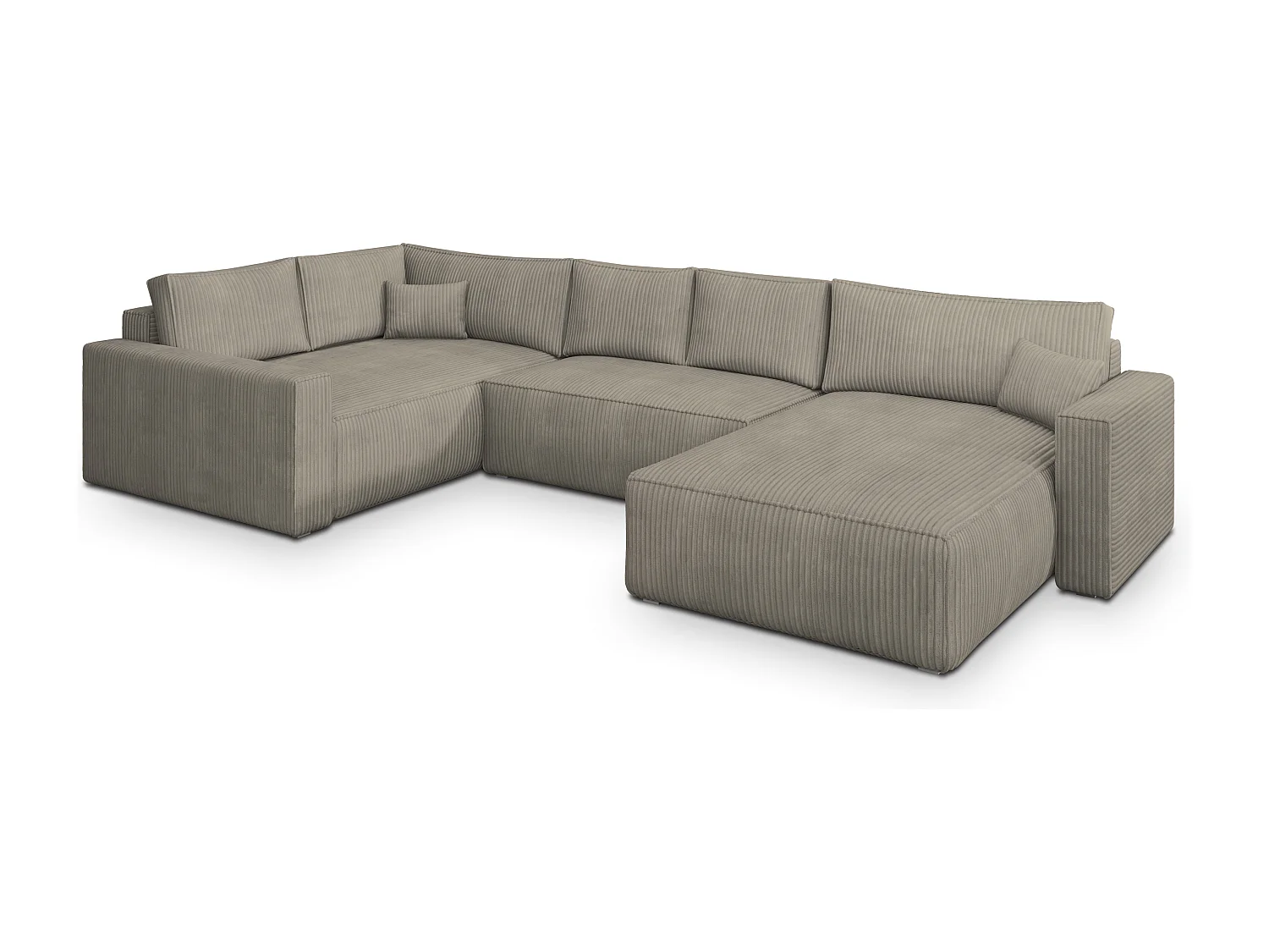 Hoekbank VELAMI van fluweel met slaapfunctie Beige