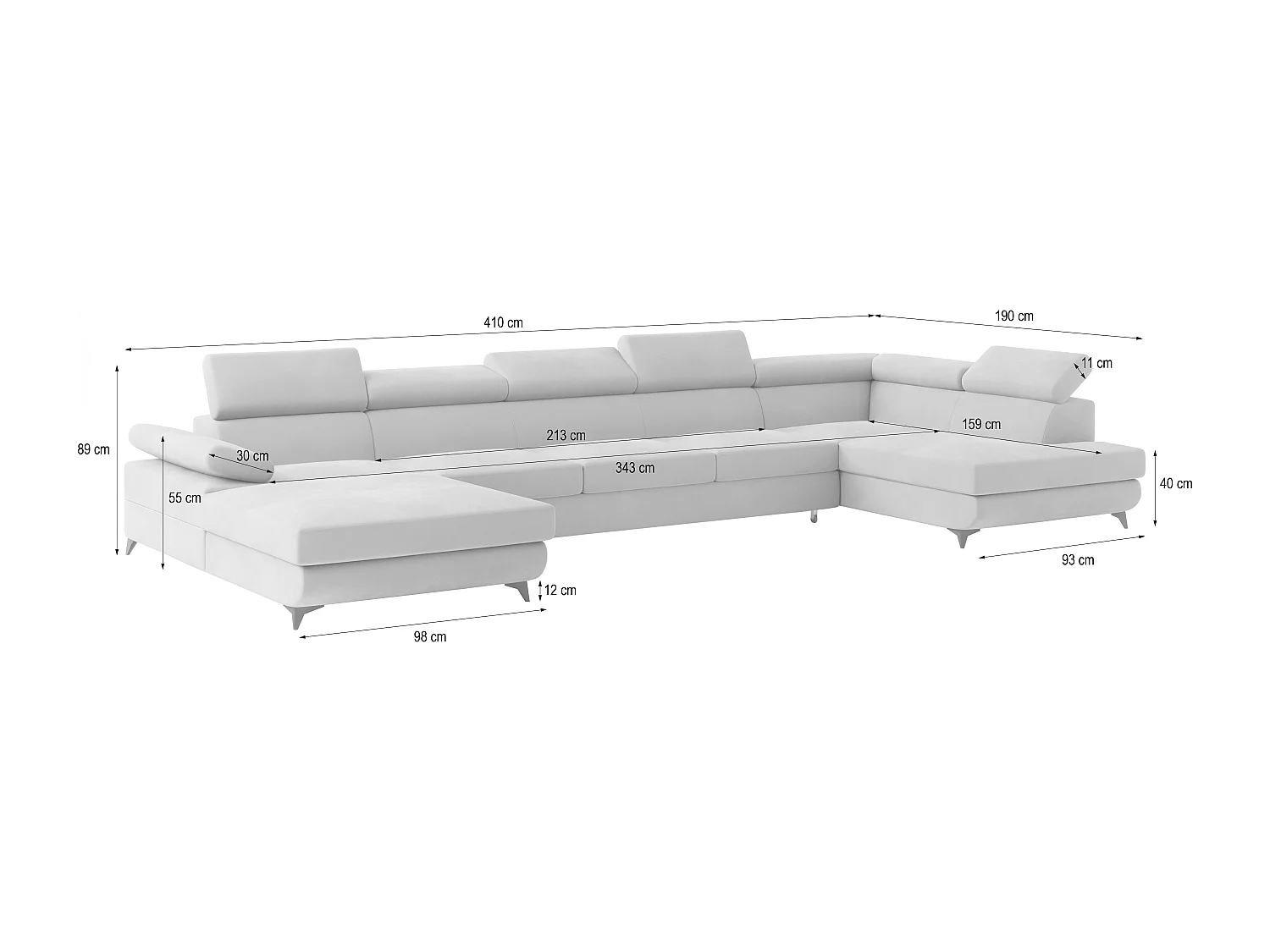 Hoekbank MONTIVA van fluweel met slaapfunctie Creme