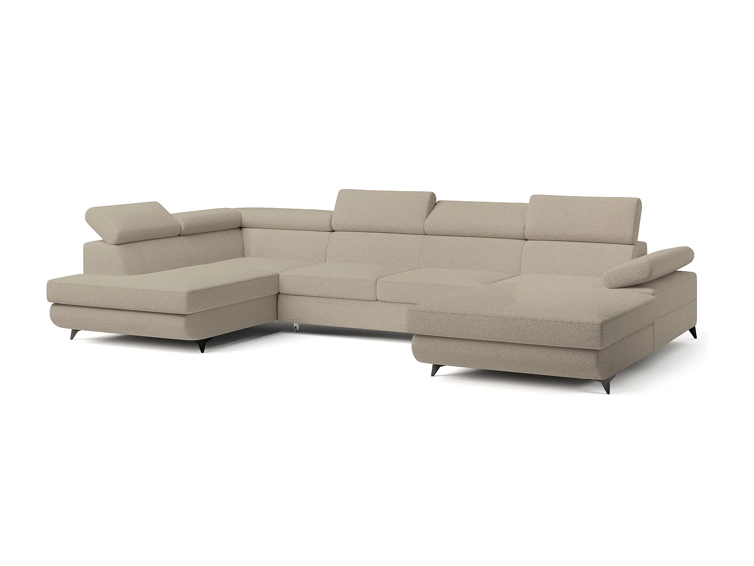 Hoekbank RUBANO van fluweel met slaapfunctie Beige