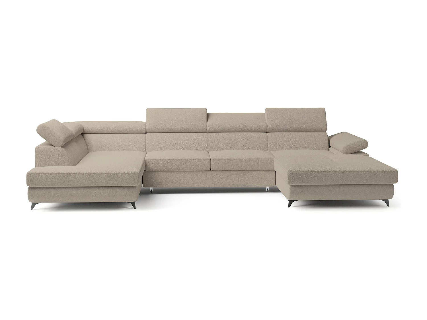 Hoekbank RUBANO van fluweel met slaapfunctie Beige