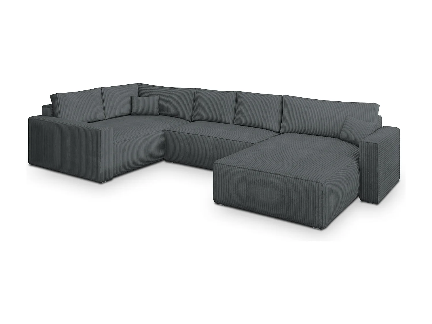 Hoekbank VELAMI van fluweel met slaapfunctie Grau