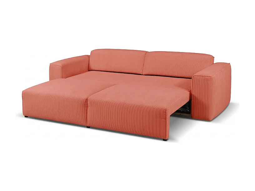 HUNZA – canapé 3 places convertible 152x202 cm, tissu Fjord 56 rose