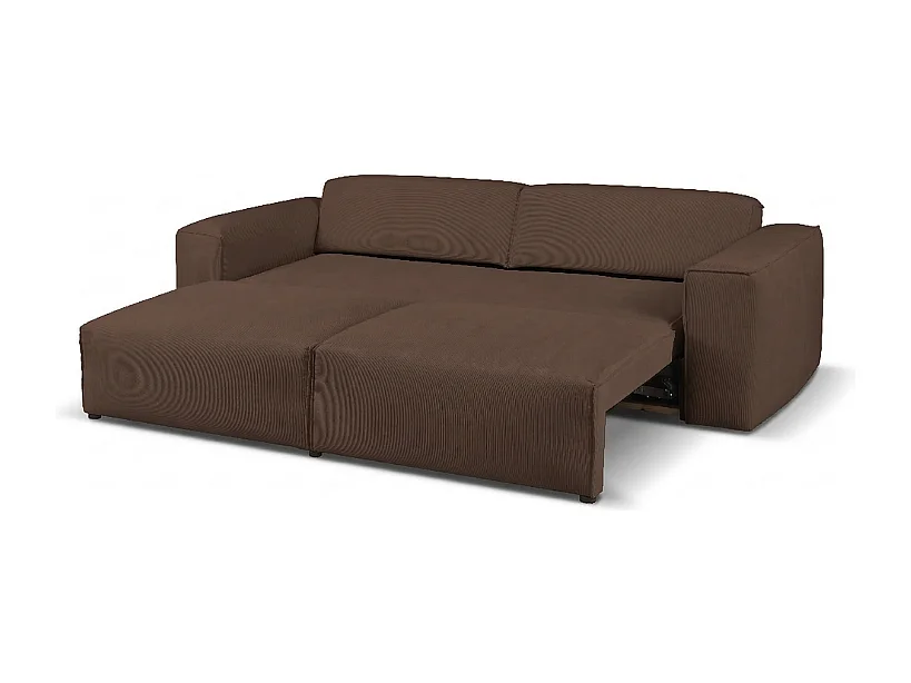 HUNZA – 3-Sitzer-Sofa mit Schlaffunktion 152x202 cm, Stoff Fjord 47 Braun