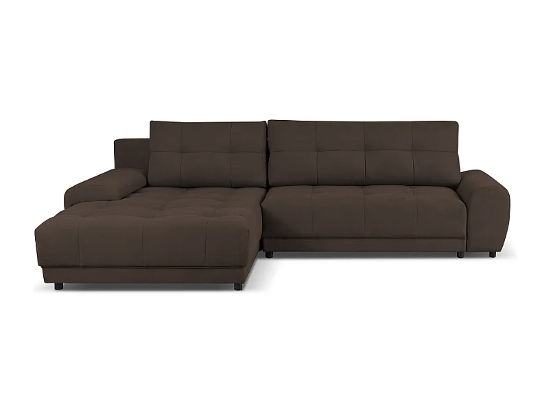 Ecksofa NAMPA 281x189 cm links mit Schlaffunktion, bezogen mit braunem Stoff SORO 29
