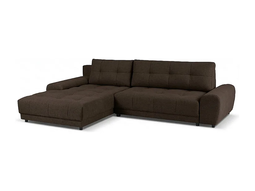 Ecksofa NAMPA 281x189 cm links mit Schlaffunktion, bezogen mit braunem Stoff SORO 29