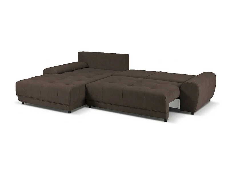 Ecksofa NAMPA 281x189 cm links mit Schlaffunktion, bezogen mit braunem Stoff SORO 29