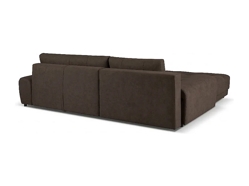 Ecksofa NAMPA 281x189 cm links mit Schlaffunktion, bezogen mit braunem Stoff SORO 29