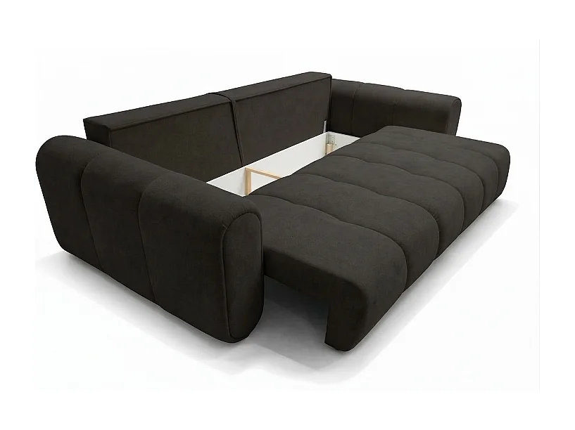 Sofa SOUTH 254 × 103 cm, ausklappbar mit Schlaffunktion, im Stoff GERRA 75 in Schwarz