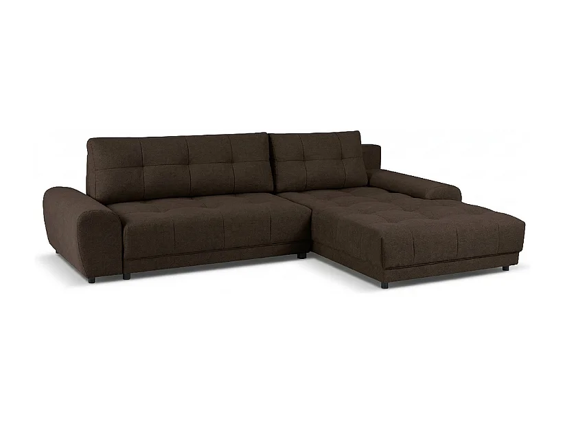 Ecksofa NAMPA 281x189 cm rechts mit Schlaffunktion, bezogen mit braunem Stoff SORO 29