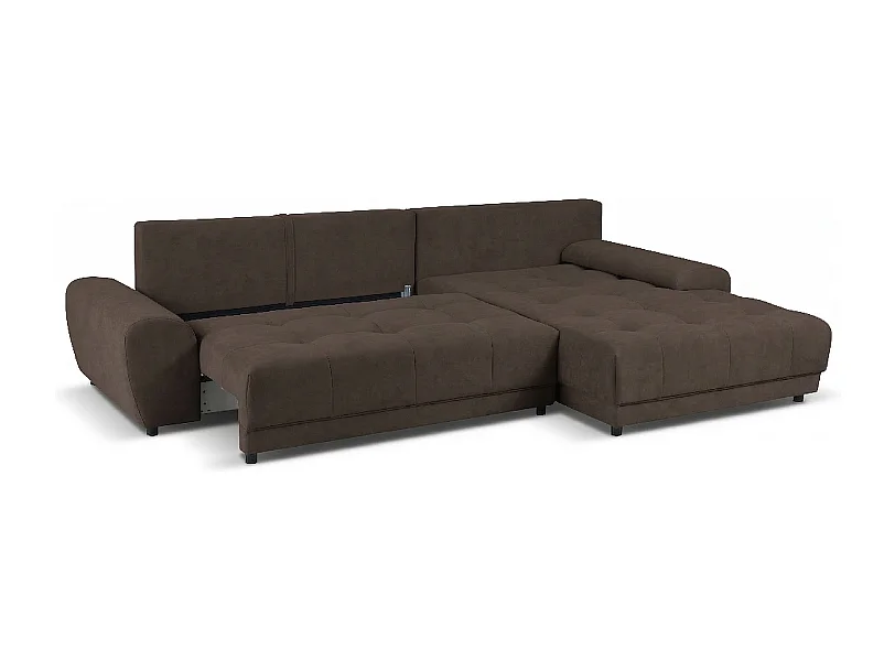 Ecksofa NAMPA 281x189 cm rechts mit Schlaffunktion, bezogen mit braunem Stoff SORO 29